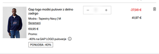 V košarici je bil popust uveljavljen