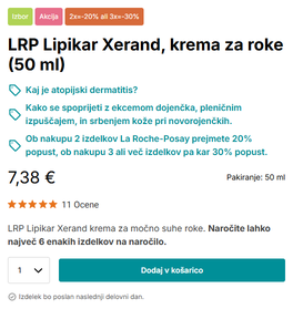 Krema za roke: 7,38 €